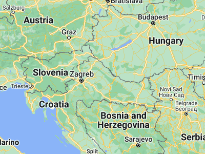 Map showing location of Bjelovar (45.89861, 16.84889)