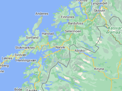 Map showing location of Bjørkvang (68.55972, 17.51889)
