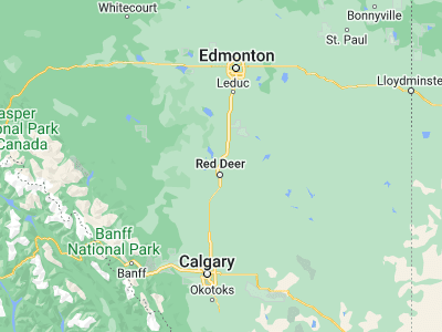 Map showing location of Blackfalds (52.38342, -113.7853)