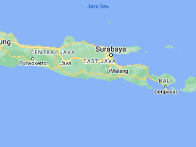 Map showing location of Blitar (-8.0983, 112.1681)