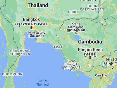 Map showing location of Bo Rai (12.57283, 102.53714)