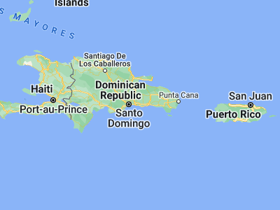 Map showing location of Boca Chica (18.45174, -69.60914)