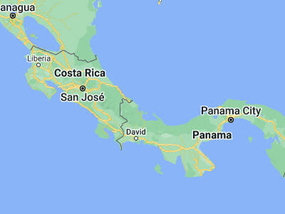 Map showing location of Bocas del Toro (9.33333, -82.25)