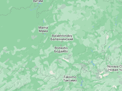 Map showing location of Bodaybo (57.85056, 114.19333)