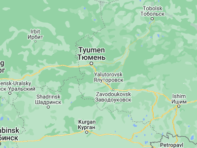 Map showing location of Bogandinskiy (56.89375, 65.89378)