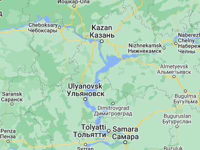 Map showing location of Bolgar (54.95, 49.06667)
