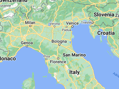 Map showing location of Bologna (44.49381, 11.33875)
