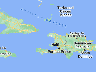 Map showing location of Bombardopolis (19.7, -73.33333)