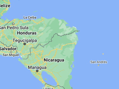 Map showing location of Bonanza (14.02885, -84.59103)