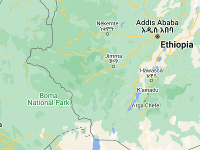 Map showing location of Bonga (7.28333, 36.23333)