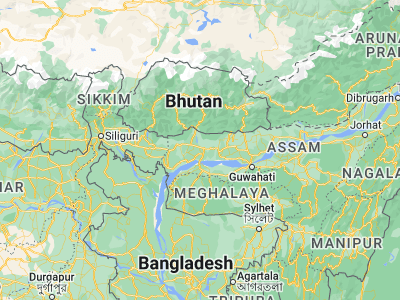 Map showing location of Bongaigaon (26.47703, 90.55815)