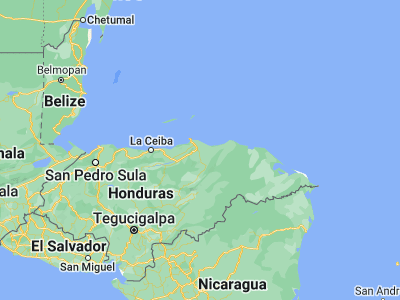 Map showing location of Bonito Oriental (15.74765, -85.73559)