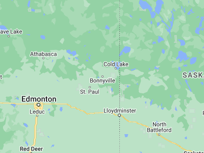 Map showing location of Bonnyville (54.26684, -110.73505)