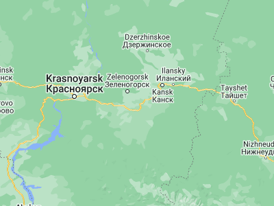 Map showing location of Borodino (55.9061, 94.9079)
