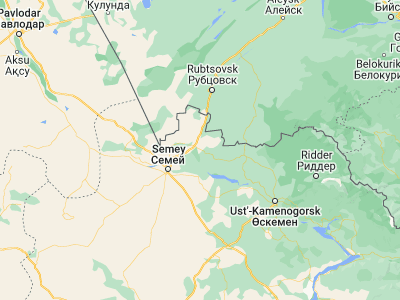Map showing location of Borodūlīkha (50.71841, 80.9295)