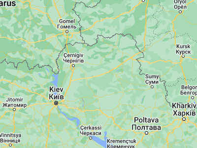 Map showing location of Borzna (51.25464, 32.4269)