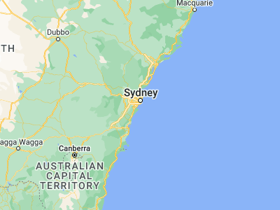 Map showing location of Botany (-33.96667, 151.2)