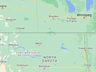 Map showing location of Bottineau (48.82723, -100.4457)