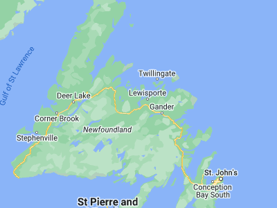 Map showing location of Botwood (49.14994, -55.34819)