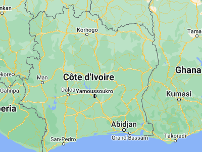 Map showing location of Bouaké (7.69385, -5.03031)
