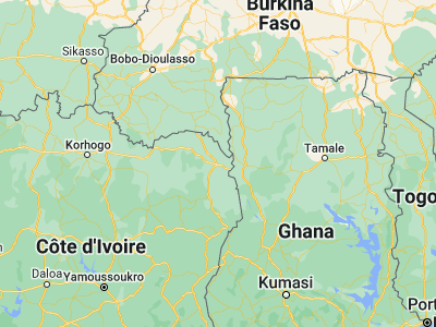 Map showing location of Bouna (9.26926, -2.9951)