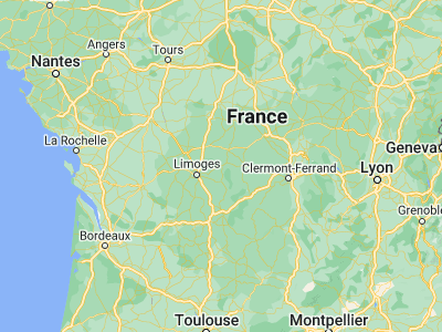 Map showing location of Bourganeuf (45.95268, 1.7552)