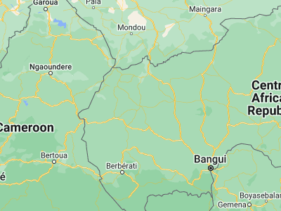 Map showing location of Bozoum (6.31933, 16.37992)