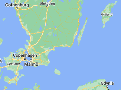 Map showing location of Bräkne-Hoby (56.23333, 15.11667)