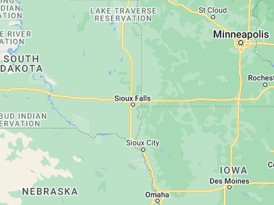 Map showing location of Brandon (43.5947, -96.57199)