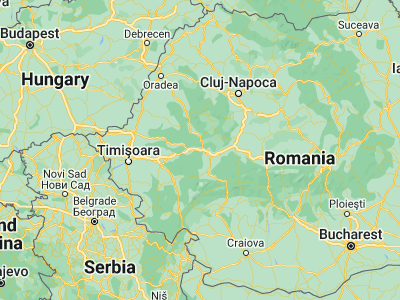 Map showing location of Brănişca (45.91667, 22.78333)