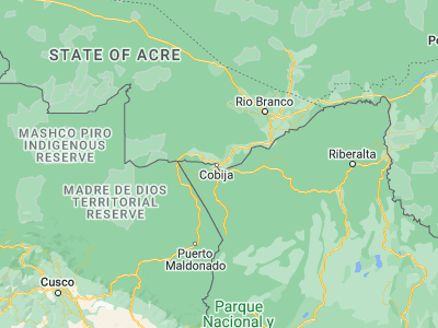 Map showing location of Brasiléia (-11.01611, -68.74806)