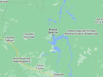 Map showing location of Bratsk (56.1325, 101.61417)