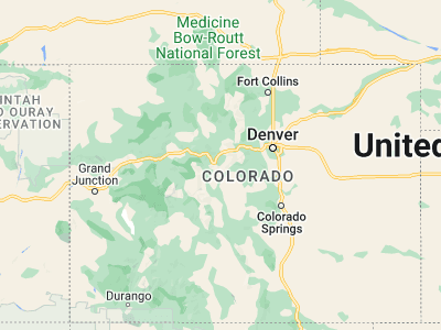 Map showing location of Breckenridge (39.48165, -106.03835)