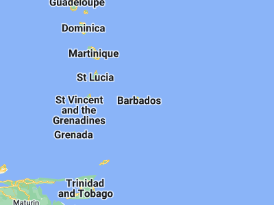 Map showing location of Bridgetown (13.1, -59.61667)
