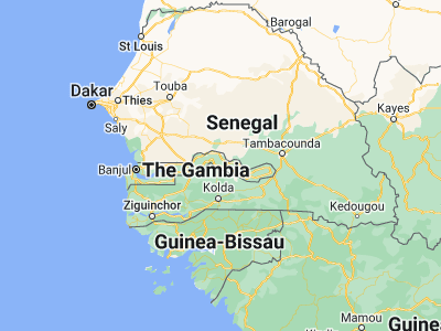Map showing location of Brikama Nding (13.53333, -14.93333)