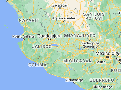 Map showing location of Briseñas (20.26856, -102.56208)