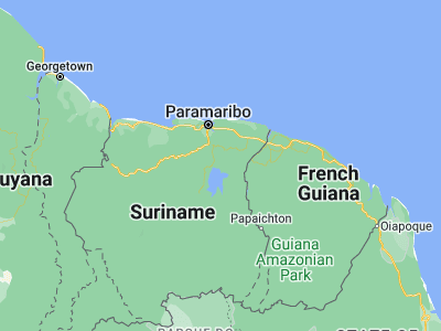 Map showing location of Brokopondo (5.06667, -54.96667)