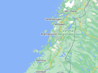 Map showing location of Brønnøysund (65.4625, 12.19973)