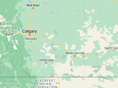 Map showing location of Brooks (50.58341, -111.88509)