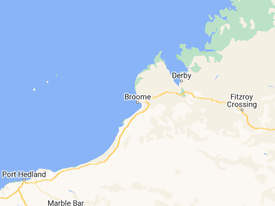 Map showing location of Broome (-17.95538, 122.23922)