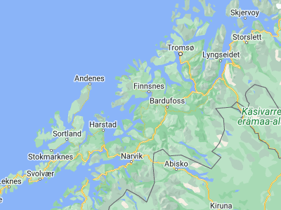 Map showing location of Brøstadbotn (69.08873, 17.69489)