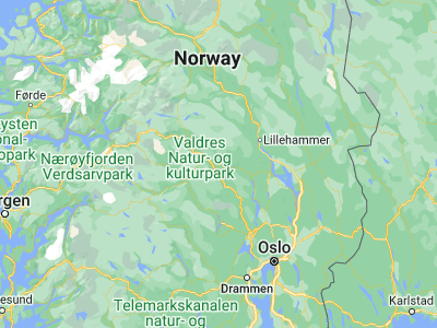 Map showing location of Bruflat (60.88781, 9.64143)