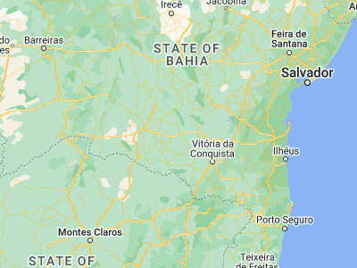 Map showing location of Brumado (-14.20361, -41.66528)