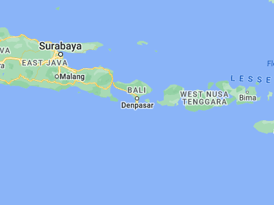 Map showing location of Bualu (-8.796, 115.2172)