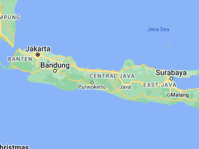 Map showing location of Buaran (-7.05, 109.55)