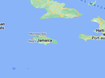 Map showing location of Buff Bay (18.23288, -76.66118)