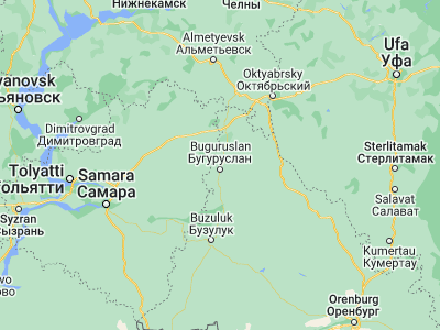 Map showing location of Buguruslan (53.6554, 52.442)