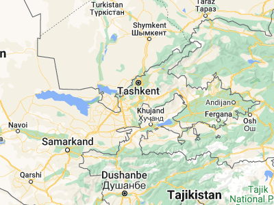 Map showing location of Bŭka (40.81083, 69.19861)