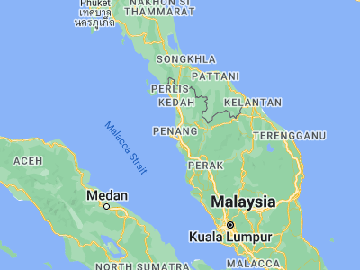 Map showing location of Bukit Mertajam (5.36301, 100.4667)