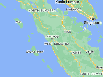Map showing location of Bukittinggi (-0.30907, 100.37055)